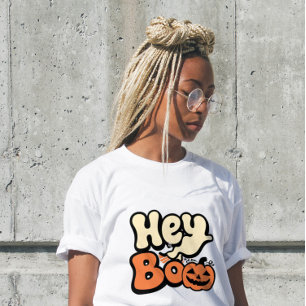Retro Groovy Halloween Women’s T-Shirt “Hey Boo” Tri-Blend Shirt