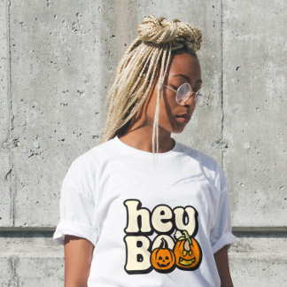 Retro Groovy Halloween Women’s T-Shirt | “Hey Boo” Tri-Blend Shirt