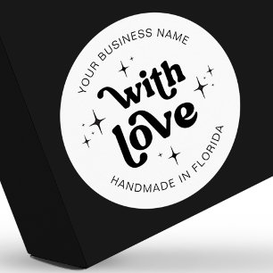 Retro Groovy Handmade With Love Business Label