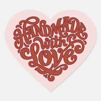 Retro Groovy Handmade With Love Small Business Heart Sticker