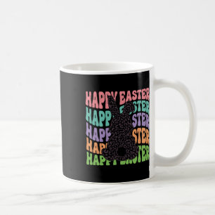 Retro Groovy Happy Easter Leopard Rabbit Women Gir Coffee Mug