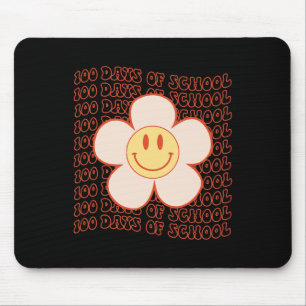 Retro Groovy Happy Face 100 Days Of School Cute 10 Mouse Pad