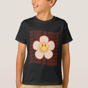 Retro Groovy Happy Face 100 Days Of School Cute 10 T-Shirt