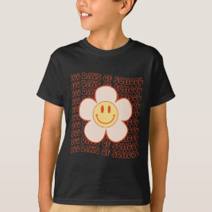 Retro Groovy Happy Face 100 Days Of School Cute 10 T-Shirt