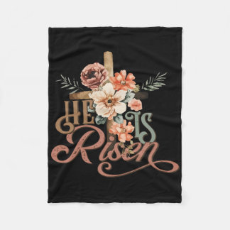 Retro Groovy He Is Risen Floral Jesus Easter Day C Fleece Blanket