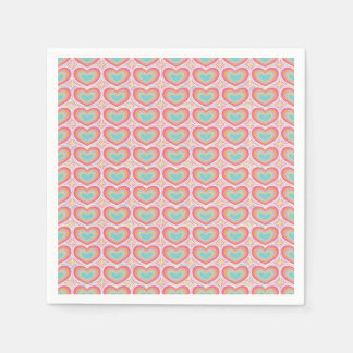 Retro Groovy Heart Pattern Napkin