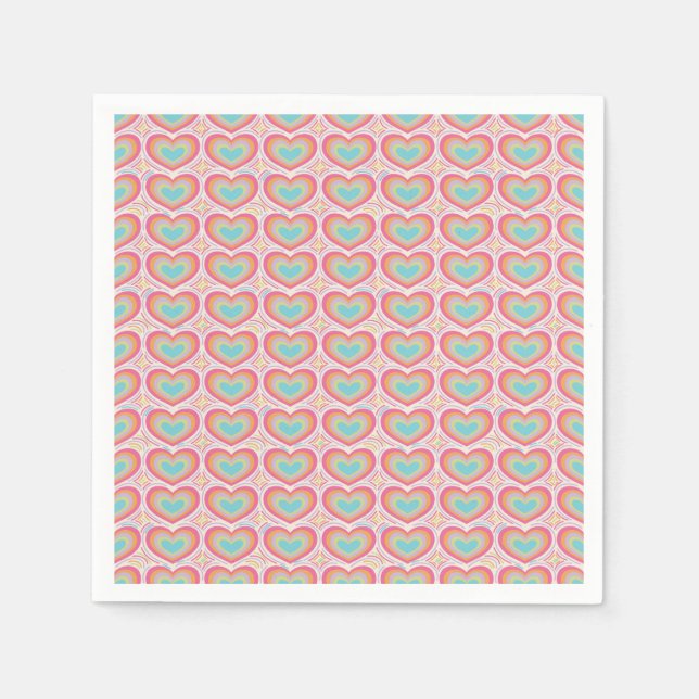 Retro Groovy Heart Pattern Napkin (Front)