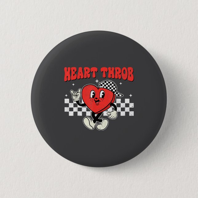 Retro Groovy Heart Throb Valentines Day Toddlers B 2 Inch Round Button (Front)
