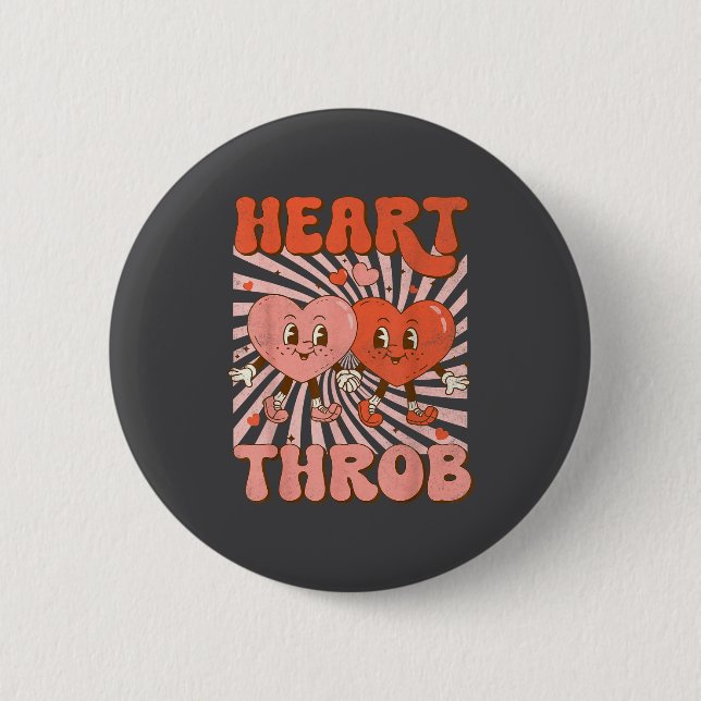 Retro Groovy Heart Throb Valentines Day Toddlers B 2 Inch Round Button (Front)