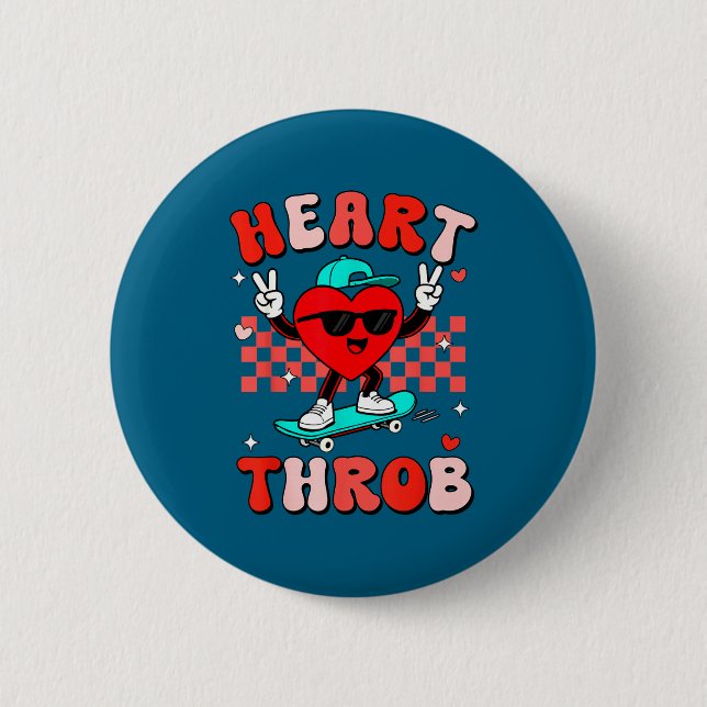 Retro Groovy Heart Throb Valentines Day Toddlers B 2 Inch Round Button (Front)