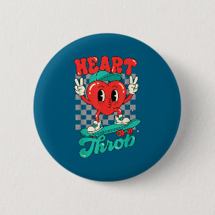 Retro Groovy Heart Throb Valentines Day Toddlers B 2 Inch Round Button
