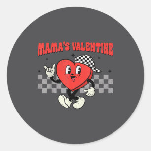 Retro Groovy Heart Throb Valentines Day Toddlers B Classic Round Sticker