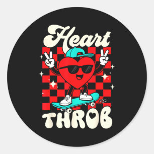 Retro Groovy Heart Throb Valentines Day Toddlers B Classic Round Sticker