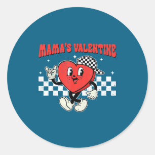 Retro Groovy Heart Throb Valentines Day Toddlers B Classic Round Sticker