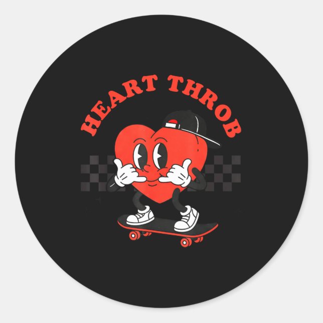 Retro Groovy Heart Throb Valentines Day Toddlers B Classic Round Sticker (Front)