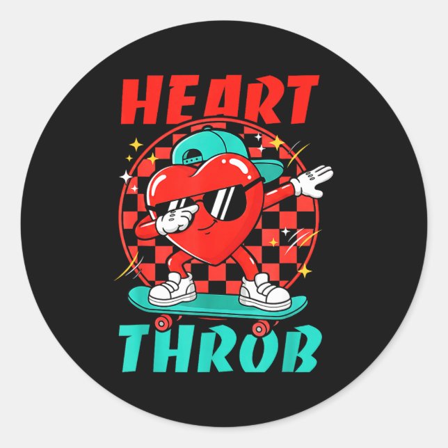 Retro Groovy Heart Throb Valentines Day Toddlers B Classic Round Sticker (Front)