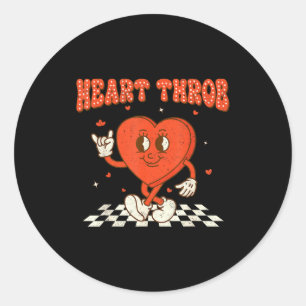 Retro Groovy Heart Throb Valentines Day Toddlers B Classic Round Sticker