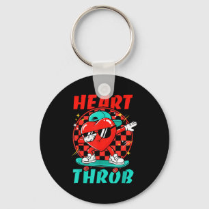 Retro Groovy Heart Throb Valentines Day Toddlers B Keychain