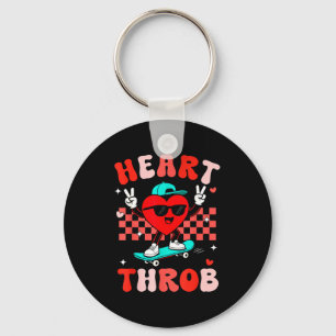 Retro Groovy Heart Throb Valentines Day Toddlers B Keychain