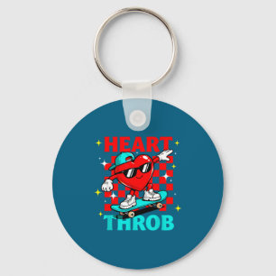 Retro Groovy Heart Throb Valentines Day Toddlers B Keychain