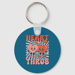 Retro Groovy Heart Throb Valentines Day Toddlers B Keychain