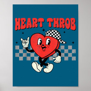 Retro Groovy Heart Throb Valentines Day Toddlers B Poster