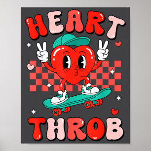Retro Groovy Heart Throb Valentines Day Toddlers B Poster