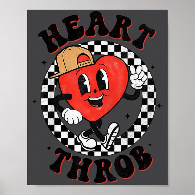 Retro Groovy Heart Throb Valentines Day Toddlers B Poster (Front)