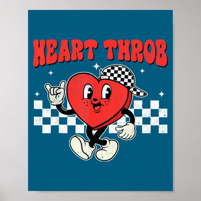 Retro Groovy Heart Throb Valentines Day Toddlers B Poster (Front)