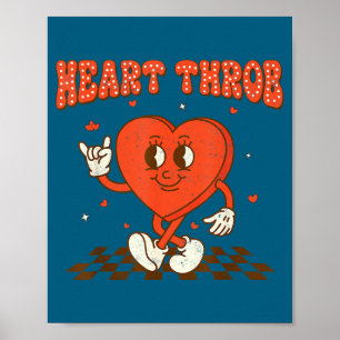 Retro Groovy Heart Throb Valentines Day Toddlers B Poster