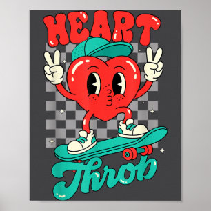 Retro Groovy Heart Throb Valentines Day Toddlers B Poster