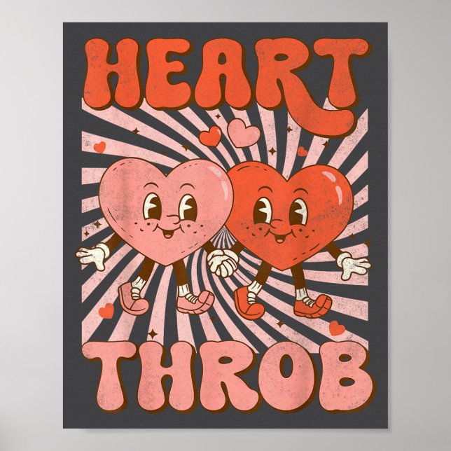 Retro Groovy Heart Throb Valentines Day Toddlers B Poster (Front)