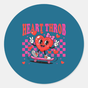 Retro Groovy Heart Throb Valentines Day Toddlers G Classic Round Sticker