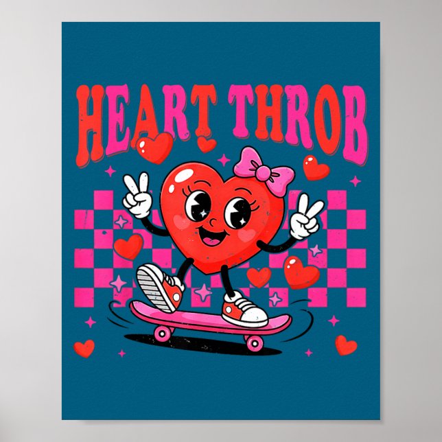 Retro Groovy Heart Throb Valentines Day Toddlers G Poster (Front)