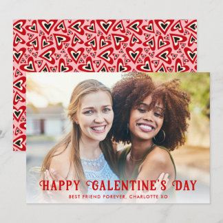 Retro Groovy Hearts Happy Gelantine's Day Photo Holiday Card