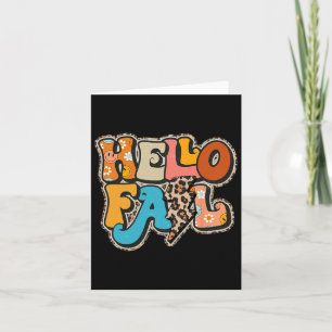 Retro Groovy Hello Fall Autumn Vibes Thanksgiving  Card