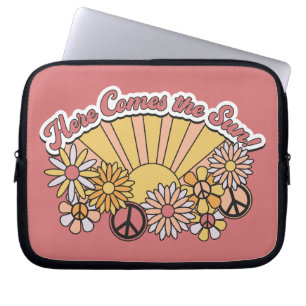 Retro Groovy Here Comes the Sun Vintage Graphic Laptop Sleeve