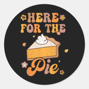 Retro Groovy Here For The Pie Thanksgiving Pumpkin Classic Round Sticker