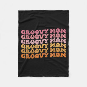 Retro groovy hippie mom matching family mother's fleece blanket