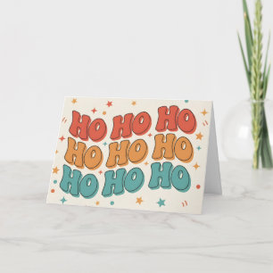 Retro Groovy Ho Ho Ho Merry Christmas Holiday Card