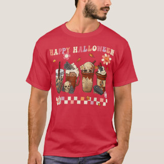 Retro Groovy Horror Fall Movie Coffee Hippie Hallo T-Shirt