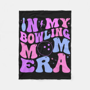 Retro Groovy In My Bowling Mom Era Funny  Fleece Blanket