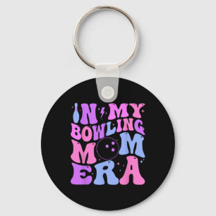 Retro Groovy In My Bowling Mom Era Funny Keychain