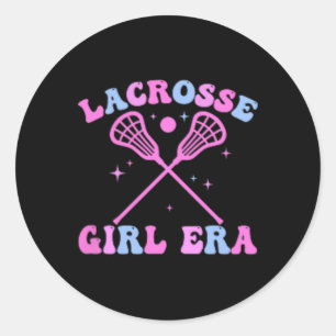 Retro Groovy In My Lacrosse Girl Era Funny (2 Side Classic Round Sticker