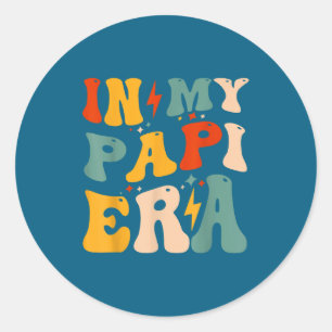 Retro Groovy In My Pa Era Funny Father's Day Mens  Classic Round Sticker
