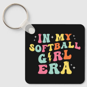 Retro Groovy In My Softball Girl Era Keychain