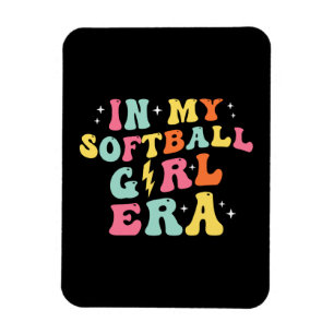 Retro Groovy In My Softball Girl Era Magnet