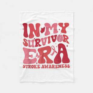 Retro Groovy In My Survivor Era Red Ribbon Stroke  Fleece Blanket