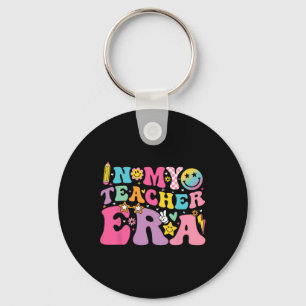 Retro Groovy In My Teaching Era Best Teacher Appre Keychain