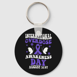Retro Groovy International Overdose Awareness Day Keychain